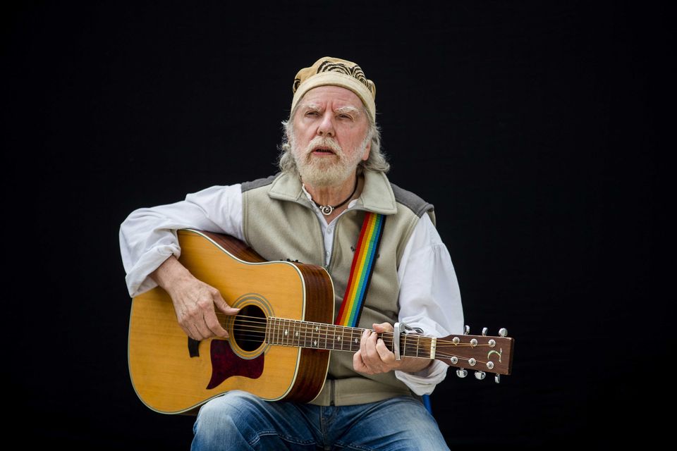 Irish singer songwriter Tommy Sands performing in support of the Harland and Wolff workers calling for the shipyard to be renationalised, in 2019. Photo: Getty Images